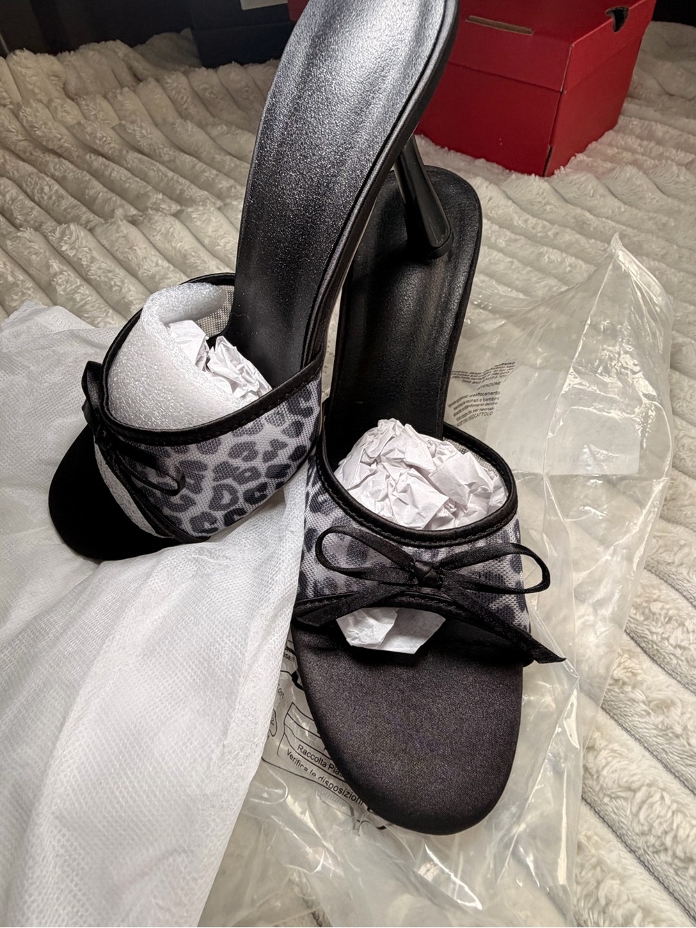 Women’s Black Leopard Print Slide Heels